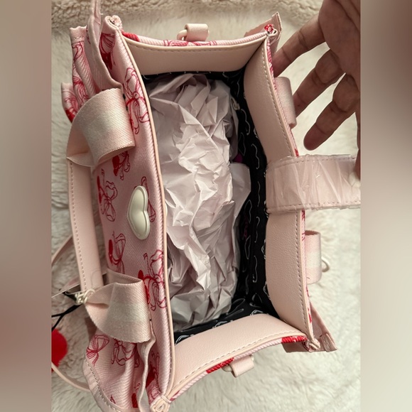 Betsey Johnson Luv NWT Canvas Pink Cherry Tote w/ Charm - Picture 4 of 4